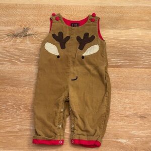 Charming Tan Reindeer Kids Overalls